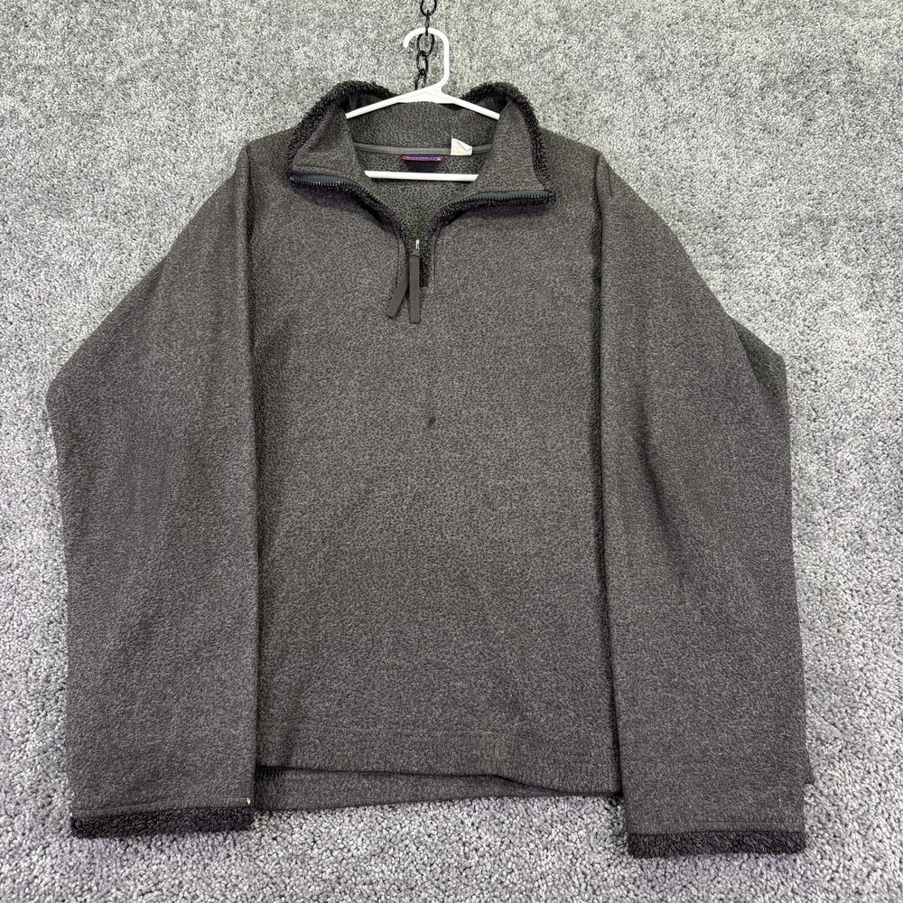 Bugle Boy Snow Fleece Sweater Mens Large Gray 1/4 Zip Mock Neck Pullover